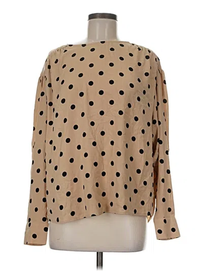 Pre-owned H&m Long Sleeve Blouse In Tan