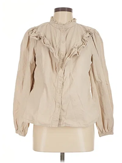 Pre-owned H&m Long Sleeve Blouse In Tan