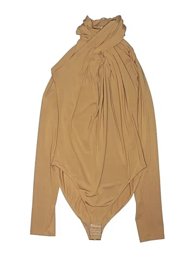 Pre-owned H&m Long Sleeve Blouse In Tan