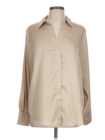 Pre-owned H&m Long Sleeve Blouse In Tan