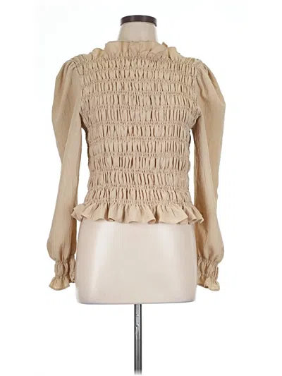 Pre-owned H&m Long Sleeve Blouse In Tan
