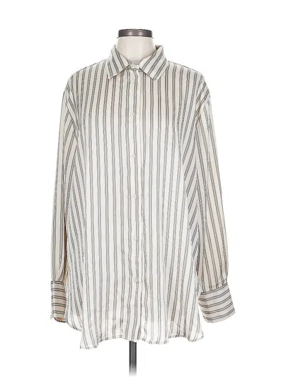 Pre-owned H&m Long Sleeve Blouse In White