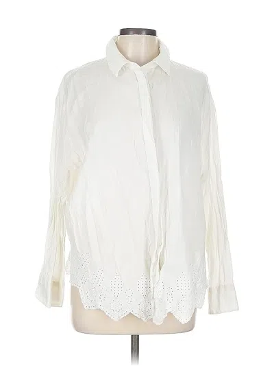 Pre-owned H&m Long Sleeve Blouse In White