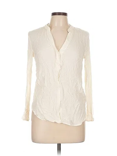 Pre-owned H&m Long Sleeve Blouse In White