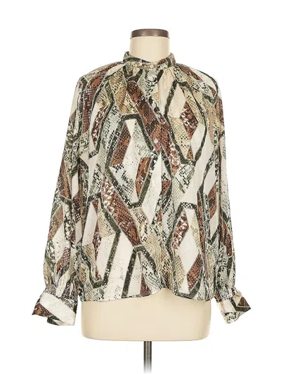 Pre-owned H&m Long Sleeve Blouse In White