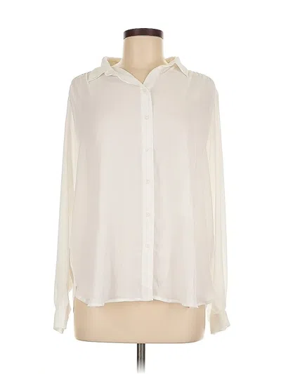 Pre-owned H&m Long Sleeve Blouse In White