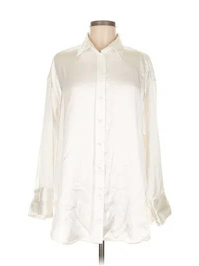Pre-owned H&m Long Sleeve Blouse In White