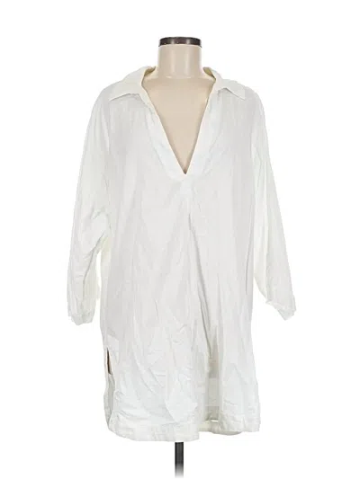 Pre-owned H&m Long Sleeve Blouse In White