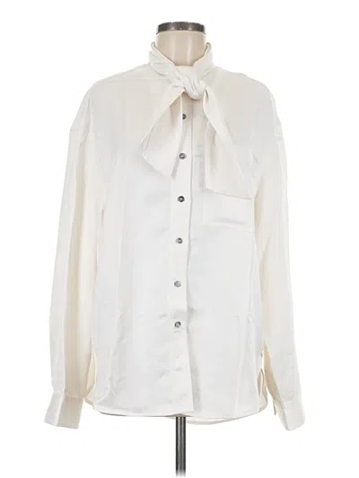 Pre-owned H&m Long Sleeve Blouse In White
