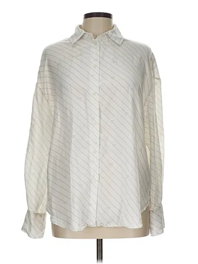 Pre-owned H&m Long Sleeve Blouse In White