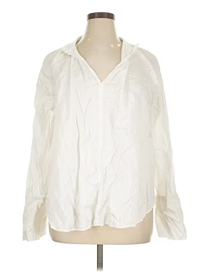Pre-owned H&m Long Sleeve Blouse In White