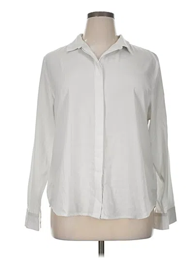Pre-owned H&m Long Sleeve Blouse In White