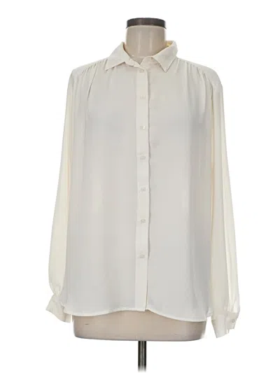 Pre-owned H&m Long Sleeve Blouse In White