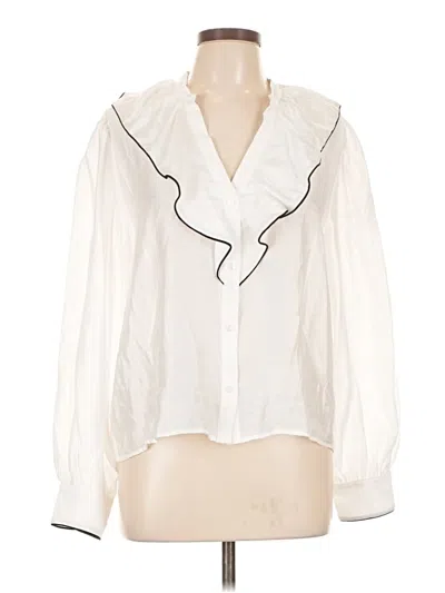 Pre-owned H&m Long Sleeve Blouse In White