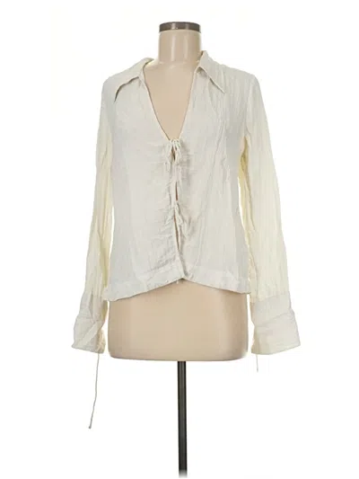 Pre-owned H&m Long Sleeve Blouse In White