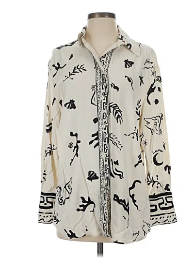 Pre-owned H&m Long Sleeve Blouse In White