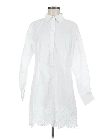 Pre-owned H&m Long Sleeve Blouse In White
