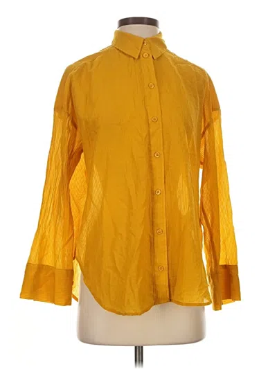Pre-owned H&m Long Sleeve Blouse In Yellow