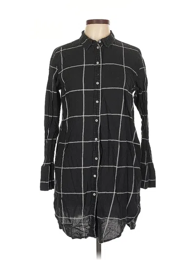 Pre-owned H&m Long Sleeve Button Down Shirt In Black