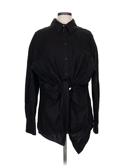 Pre-owned H&m Long Sleeve Button Down Shirt In Black