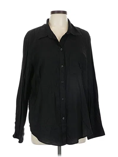 Pre-owned H&m Long Sleeve Button Down Shirt In Black