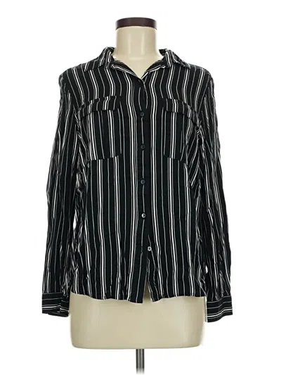 Pre-owned H&m Long Sleeve Button Down Shirt In Black