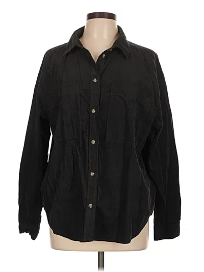 Pre-owned H&m Long Sleeve Button Down Shirt In Black