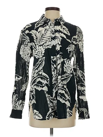 Pre-owned H&m Long Sleeve Button Down Shirt In Black