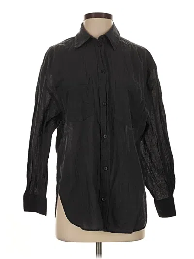 Pre-owned H&m Long Sleeve Button Down Shirt In Black