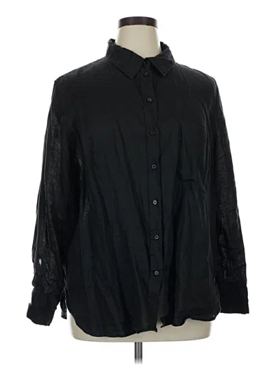 Pre-owned H&m Long Sleeve Button Down Shirt In Black