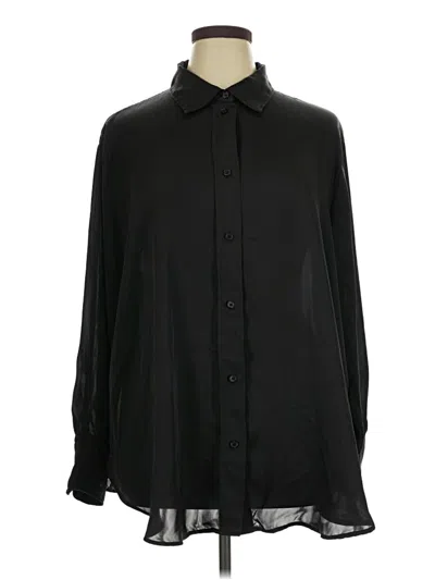 Pre-owned H&m Long Sleeve Button Down Shirt In Black
