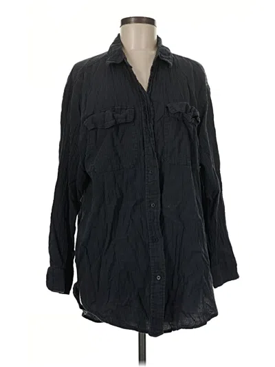 Pre-owned H&m Long Sleeve Button Down Shirt In Black