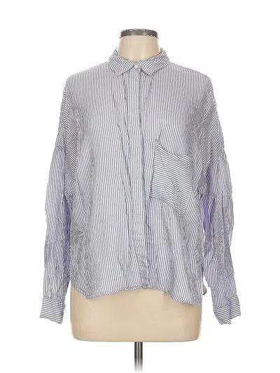 Pre-owned H&m Long Sleeve Button Down Shirt In Blue