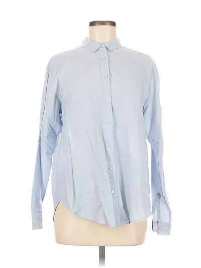 Pre-owned H&m Long Sleeve Button Down Shirt In Blue
