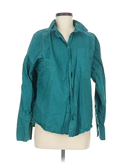 Pre-owned H&m Long Sleeve Button Down Shirt In Blue