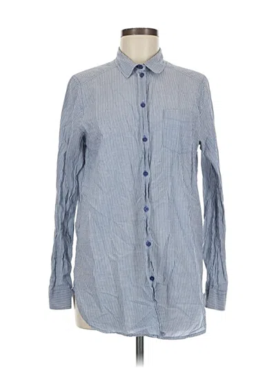 Pre-owned H&m Long Sleeve Button Down Shirt In Blue