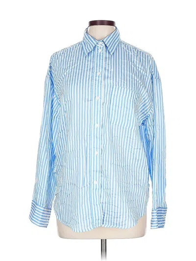 Pre-owned H&m Long Sleeve Button Down Shirt In Blue
