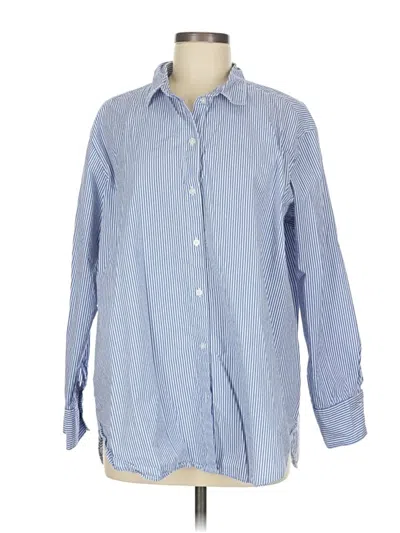 Pre-owned H&m Long Sleeve Button Down Shirt In Blue