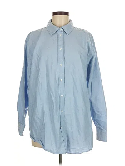 Pre-owned H&m Long Sleeve Button Down Shirt In Blue