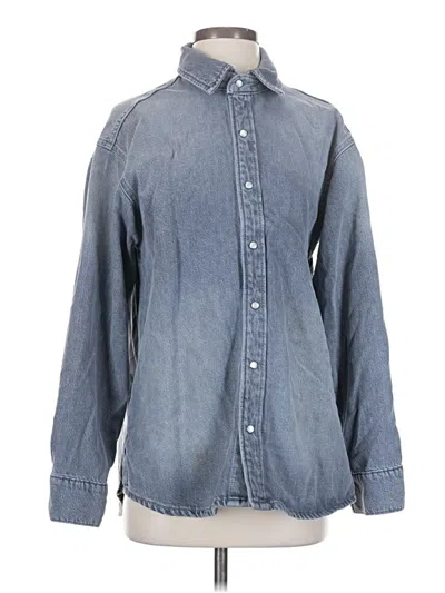 Pre-owned H&m Long Sleeve Button Down Shirt In Blue