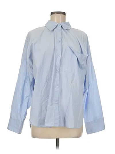 Pre-owned H&m Long Sleeve Button Down Shirt In Blue