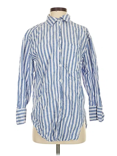 Pre-owned H&m Long Sleeve Button Down Shirt In Blue