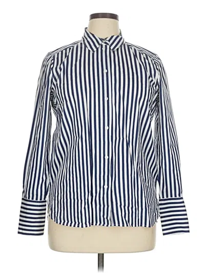 Pre-owned H&m Long Sleeve Button Down Shirt In Blue