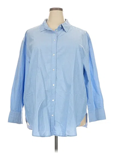 Pre-owned H&m Long Sleeve Button Down Shirt In Blue