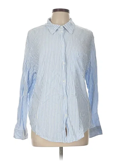 Pre-owned H&m Long Sleeve Button Down Shirt In Blue