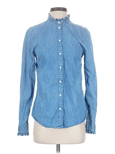 Pre-owned H&m Long Sleeve Button Down Shirt In Blue