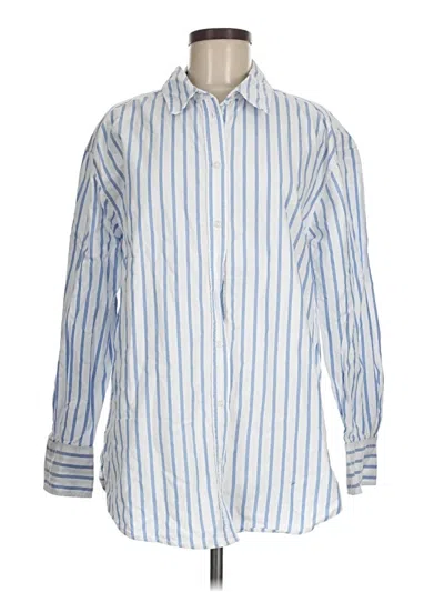 Pre-owned H&m Long Sleeve Button Down Shirt In Blue