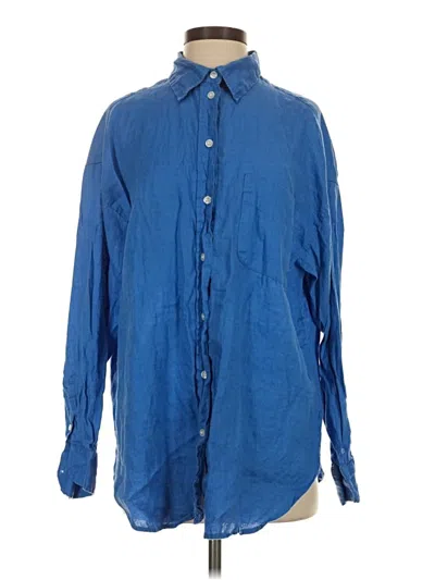 Pre-owned H&m Long Sleeve Button Down Shirt In Blue