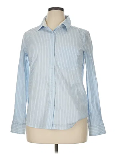 Pre-owned H&m Long Sleeve Button Down Shirt In Blue