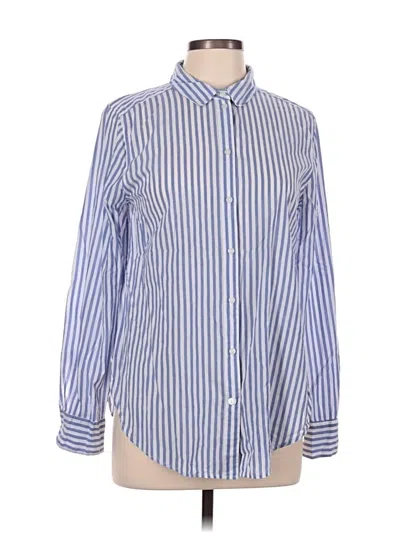 Pre-owned H&m Long Sleeve Button Down Shirt In Blue